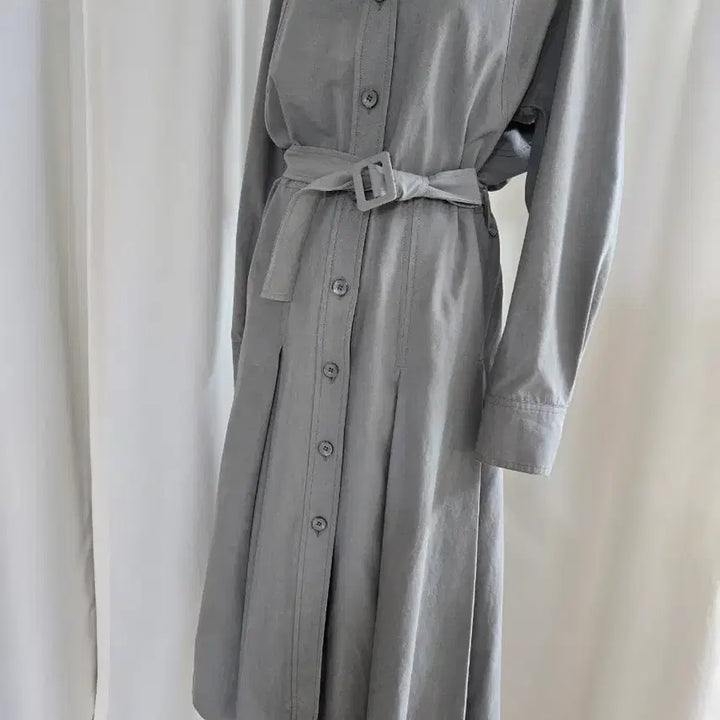 [BUNJANG] SYSTEM Long Shirt Dress Khaki Grey Size 66 / 시스템 셔츠 롱 원피스