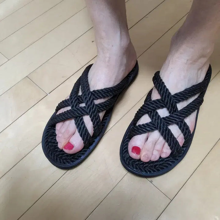[BUNJANG] Hemp Woven Sandals Multi-purpose Slippers / 마 엮음 샌들 사무실용 스리퍼및 외출용 다용도