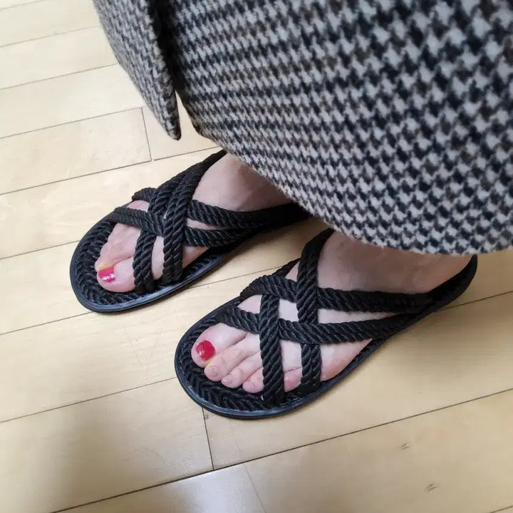[BUNJANG] Hemp Woven Sandals Multi-purpose Slippers / 마 엮음 샌들 사무실용 스리퍼및 외출용 다용도