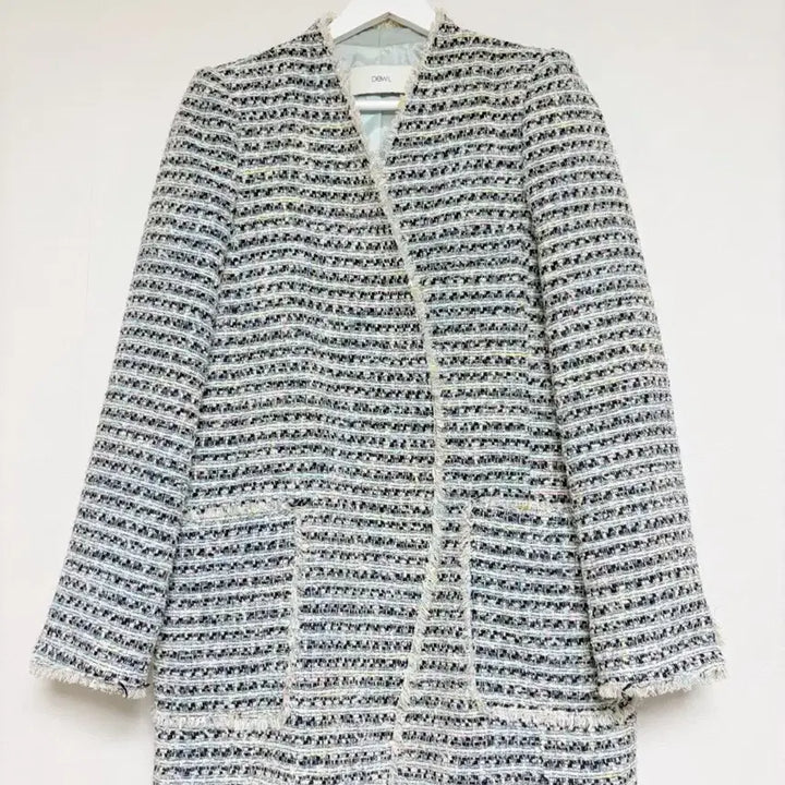 [BUNJANG] DEWL Ivory Tweed Jacket Fringe / DEWL 듀엘 아이보리 트위드 자켓 프린지