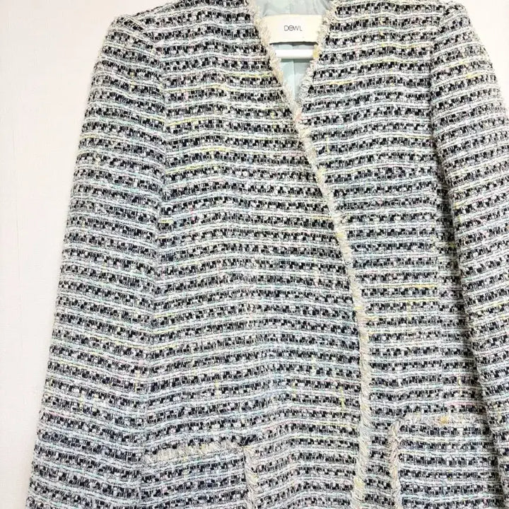 [BUNJANG] DEWL Ivory Tweed Jacket Fringe / DEWL 듀엘 아이보리 트위드 자켓 프린지
