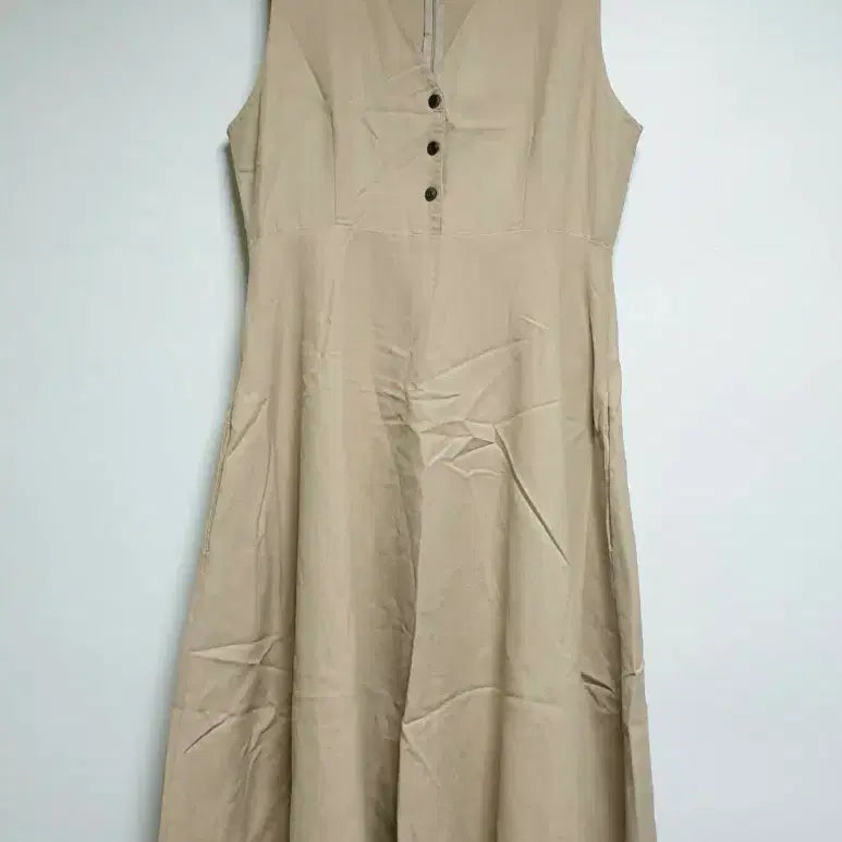 [BUNJANG] Beige V-neck Long Dress / 베이지 브이넥 원피스