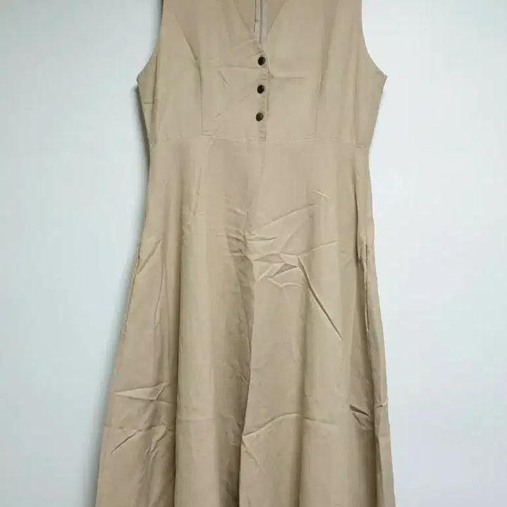 [BUNJANG] Beige V-neck Long Dress / 베이지 브이넥 원피스