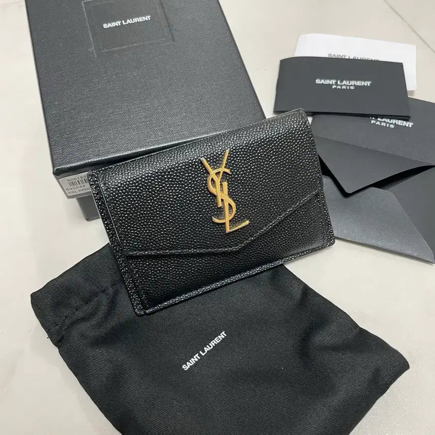 [BUNJANG] Saint Laurent Monogram Uptown Card Holder Black Gold Hardware / 생로랑 모노그램 업타운 카드지갑 블랙 금장