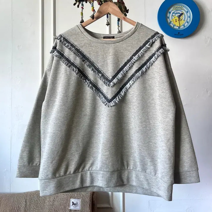 [BUNJANG] Anna Days Native Tassel Oversized Sweatshirt / 일본 빈티지 네이티브 에스닉 테슬 트리밍 오버사이즈 스웻셔츠 맨투맨