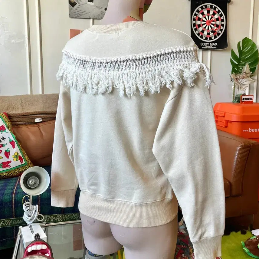 [BUNJANG] Ray BEAMS Vintage Native Tassel Trimming Sweatshirt / Ray BEAMS 빔즈 일본 빈티지 네이티브 테슬 트리밍 스웻셔츠 맨투맨