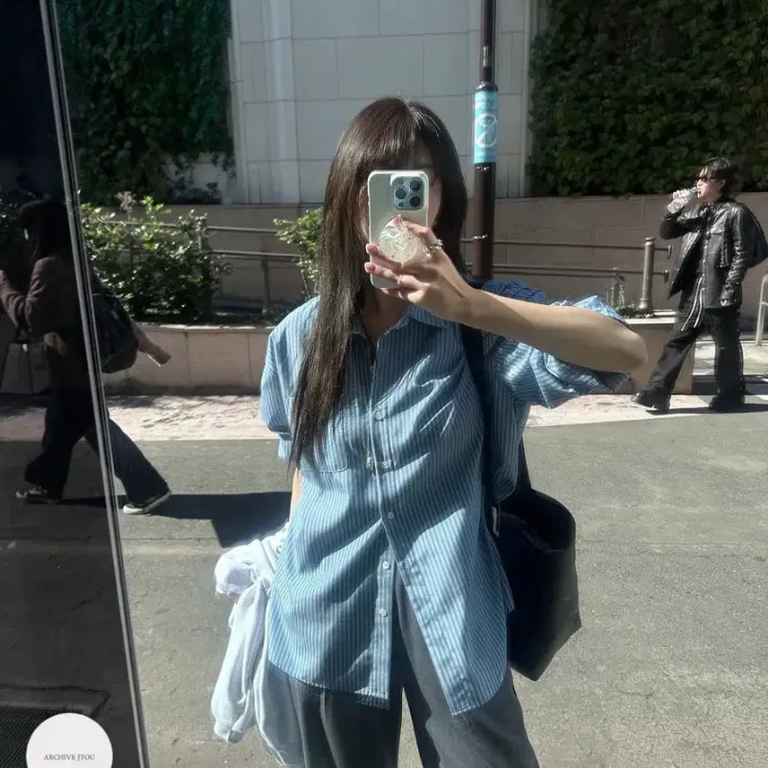 [BUNJANG] Archive J2U Barron Stripe Shirt (Classic Blue) / 아카이브제이투유 배런 스트라이프 셔츠 (classic blue)