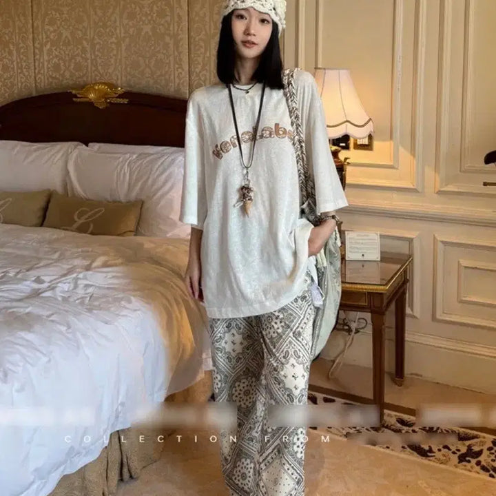 [BUNJANG] Paisley Pleated Pants Bandana / 페이즐리 플리츠바지 반다나