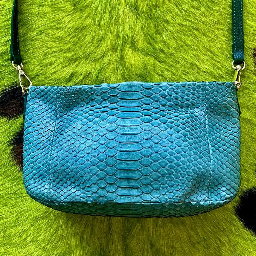 [BUNJANG] Western Real Python Leather Two-Way Crossbody Belt Bag / 웨스턴 리얼 파이톤 레더 뱀피 가죽 투웨이 크로스백 벨트백 가방