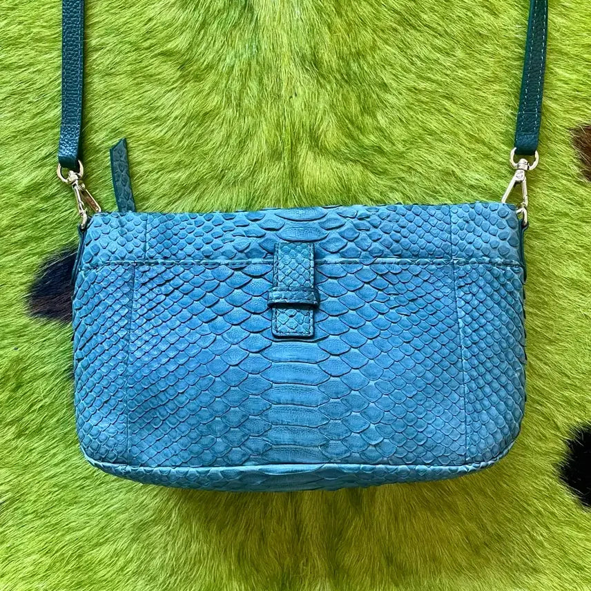 [BUNJANG] Western Real Python Leather Two-Way Crossbody Belt Bag / 웨스턴 리얼 파이톤 레더 뱀피 가죽 투웨이 크로스백 벨트백 가방