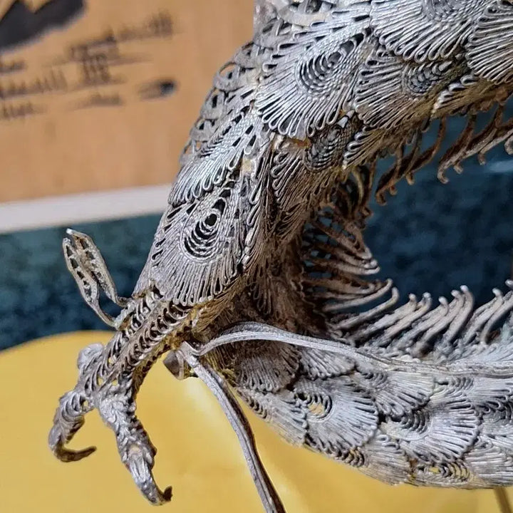 [BUNJANG] Antique Bronze and Silver Gilt Dragon Figurine / 연대깊은 섬세한  동 용 작품