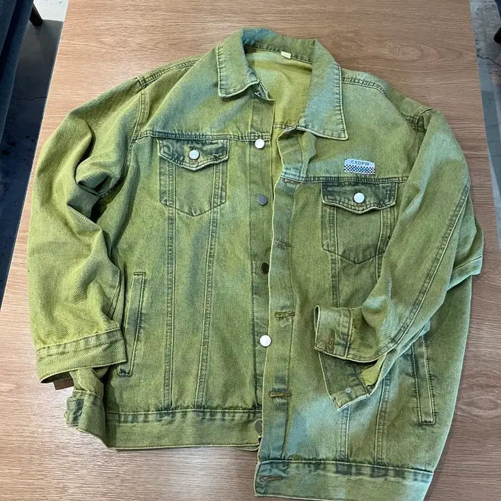 [BUNJANG] Olive Green Denim Jacket / 올리브그린색감 데님자켓