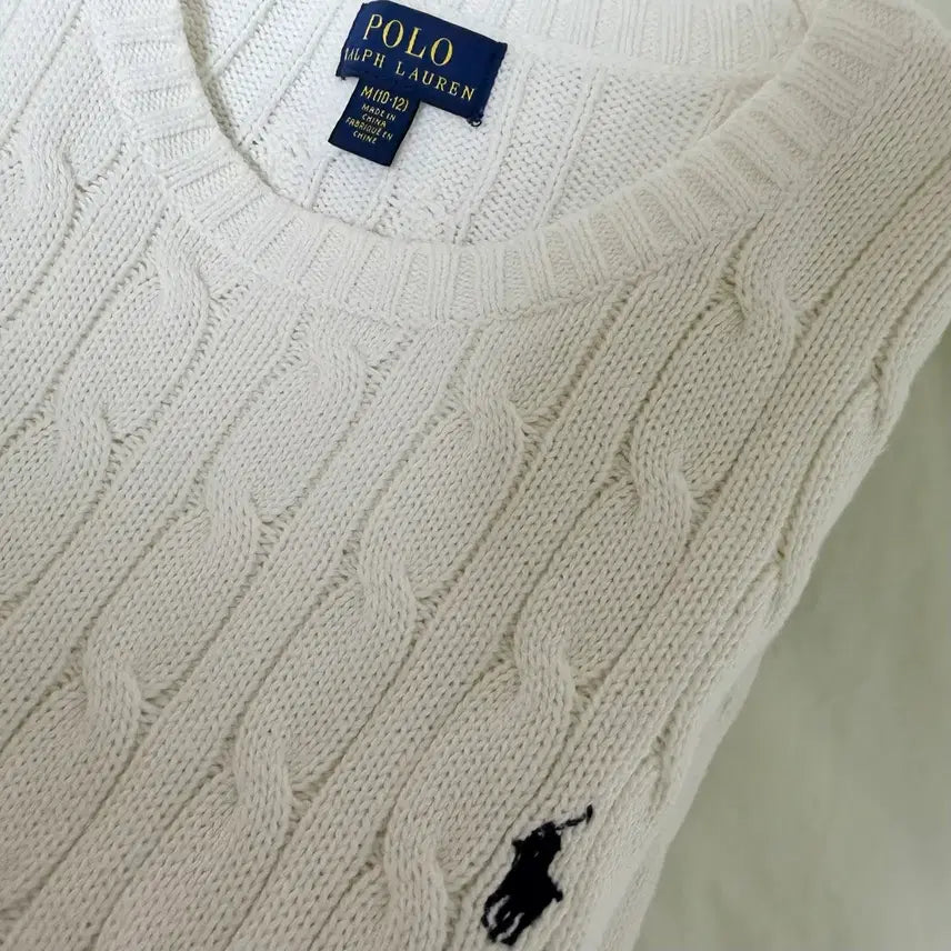 [BUNJANG] Polo Ralph Lauren Cable Knit Boys Cream M / 폴로 꽈배기 니트 보이즈 아이보리 M사이즈