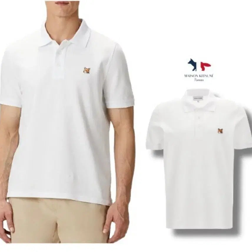 [BUNJANG] Maison Kitsune Yellow Fox PK Short Sleeve Polo Shirt White / 메종키츠네 옐로우폭스 PK 반팔 카라티 블랙/화이트 정품 새상품 S~XL