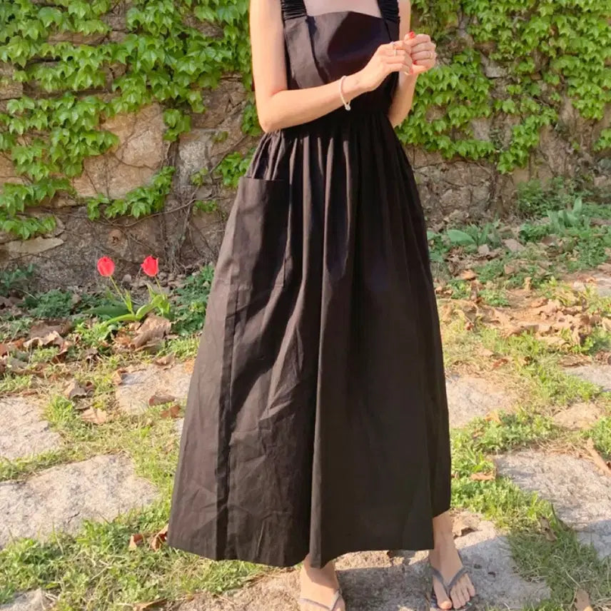 [BUNJANG] Black Sleeveless Long Dress / 롱원피스 나시원피스