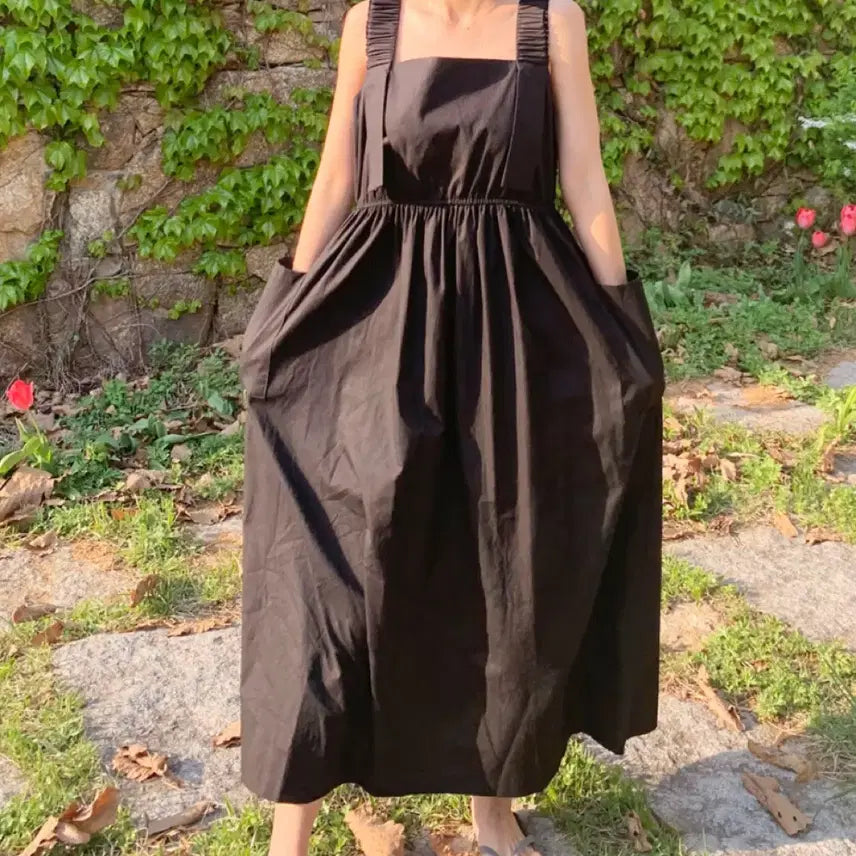 [BUNJANG] Black Sleeveless Long Dress / 롱원피스 나시원피스