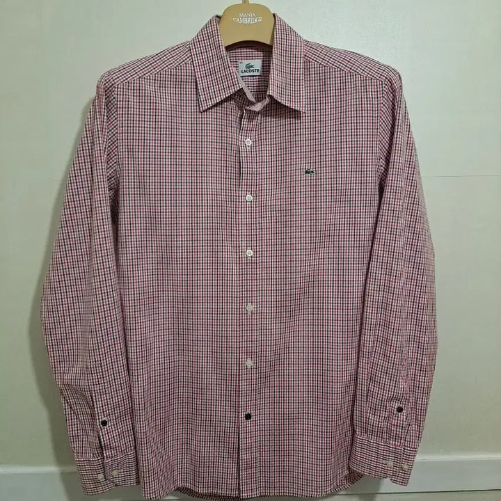 [BUNJANG] Lacoste Red Check Long Sleeve Shirt (Size 105) / 라코스테 레드 체크 긴팔 셔츠 105사이즈