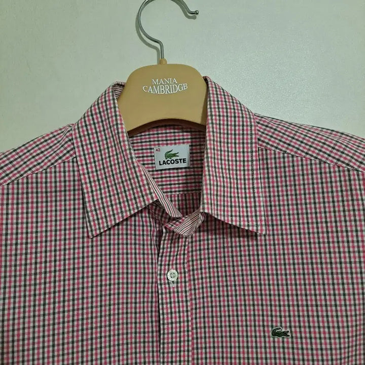 [BUNJANG] Lacoste Red Check Long Sleeve Shirt (Size 105) / 라코스테 레드 체크 긴팔 셔츠 105사이즈