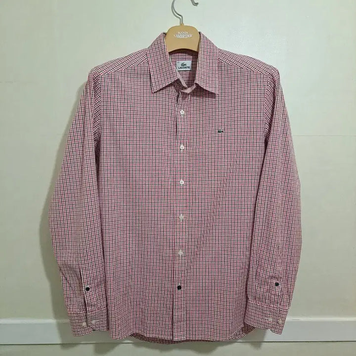 [BUNJANG] Lacoste Red Check Long Sleeve Shirt (Size 105) / 라코스테 레드 체크 긴팔 셔츠 105사이즈