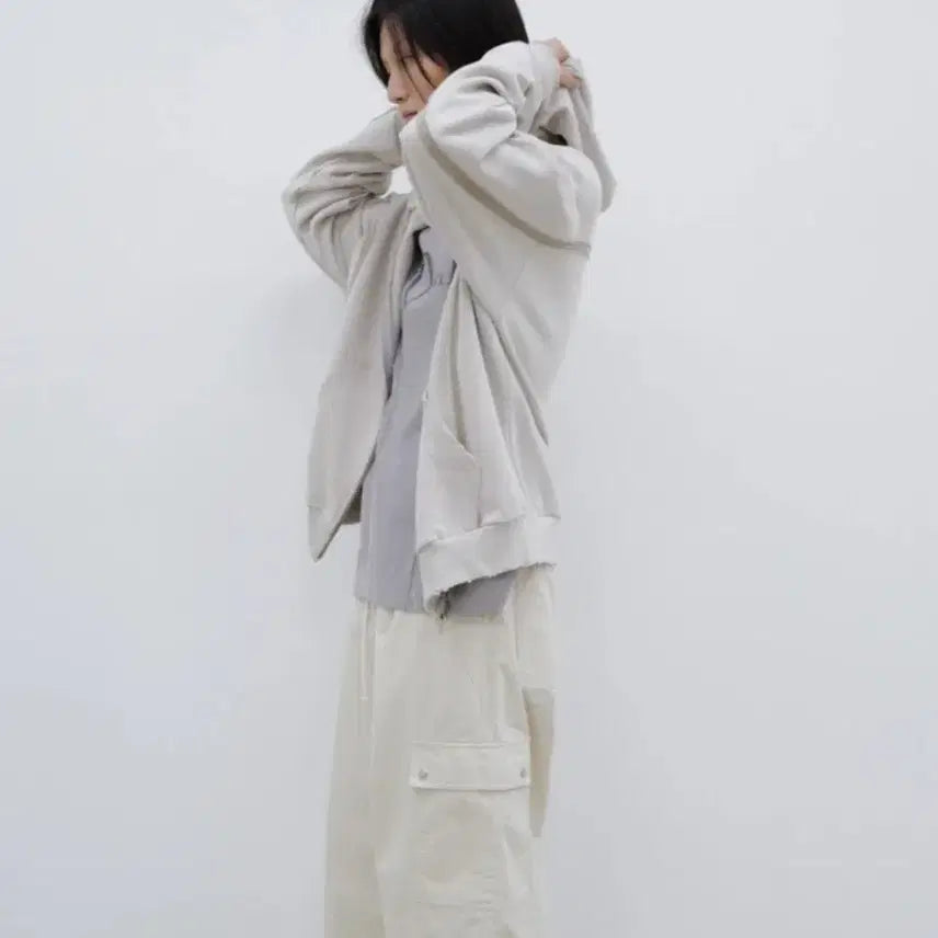 [BUNJANG] Dainit Beige Hooded Zip-up / 다이닛 후드집업 베이지