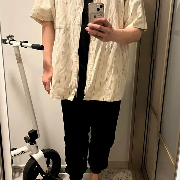 [BUNJANG] Bymono Zip-up Short Sleeve Shirt (3XL) / (땡처리)바이모노 집업 반팔셔츠(3XL)
