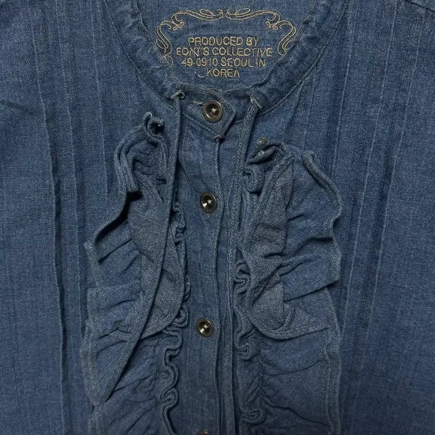 [BUNJANG] Aeongss Denim Frill Blouse / (새상품) 에옹쓰 denim frill blouse 데님 블라우스