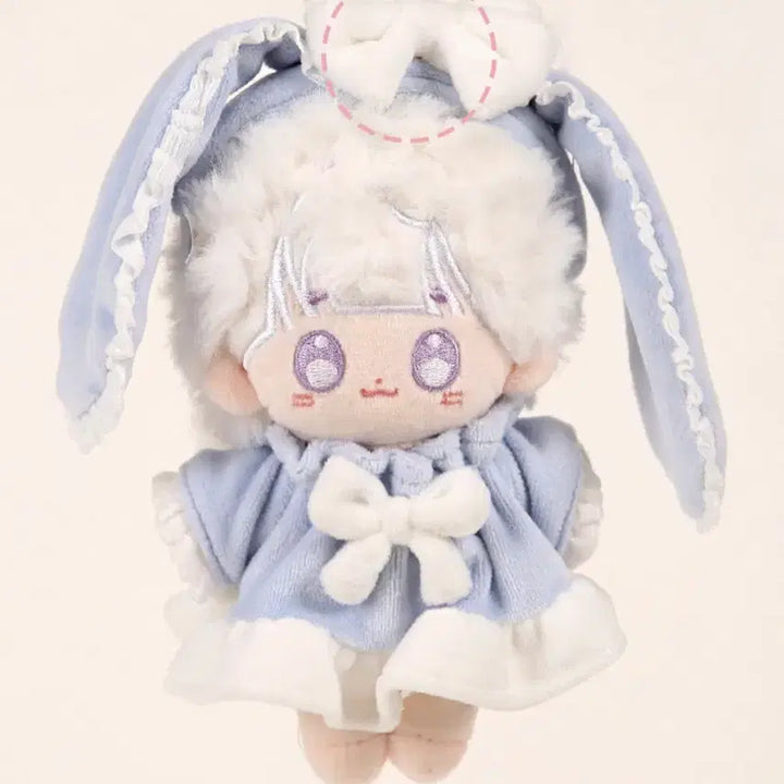 [SOLD OUT] 10cm 인형옷 블루 리본 원피스 + 레이스 헤어밴드 세트 원가이하 양도
