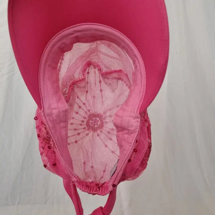 [BUNJANG] Pink Chiffon Sequin Embellished Hat / 쉬폰 핑크 스팽글 장식 모자