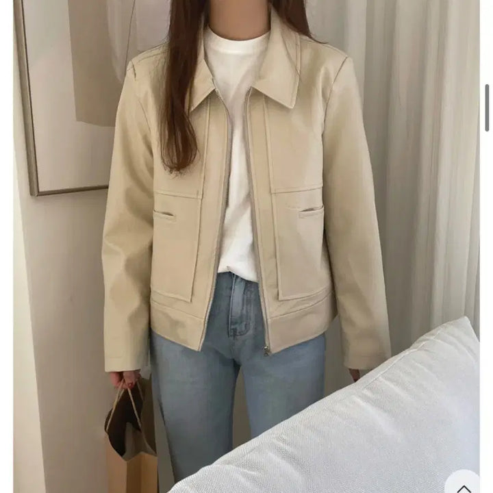 [BUNJANG] 크림 레더 자켓 / 크림 레더 자켓