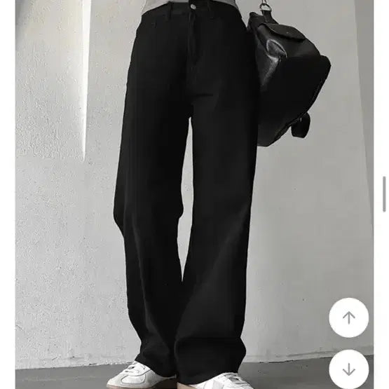 [BUNJANG] Eberly Eternity High Waist Loose Fit Wide Long Cotton Pants / 에이블리 이너니티 하이웨스트 루즈핏 와이드 롱 면팬츠