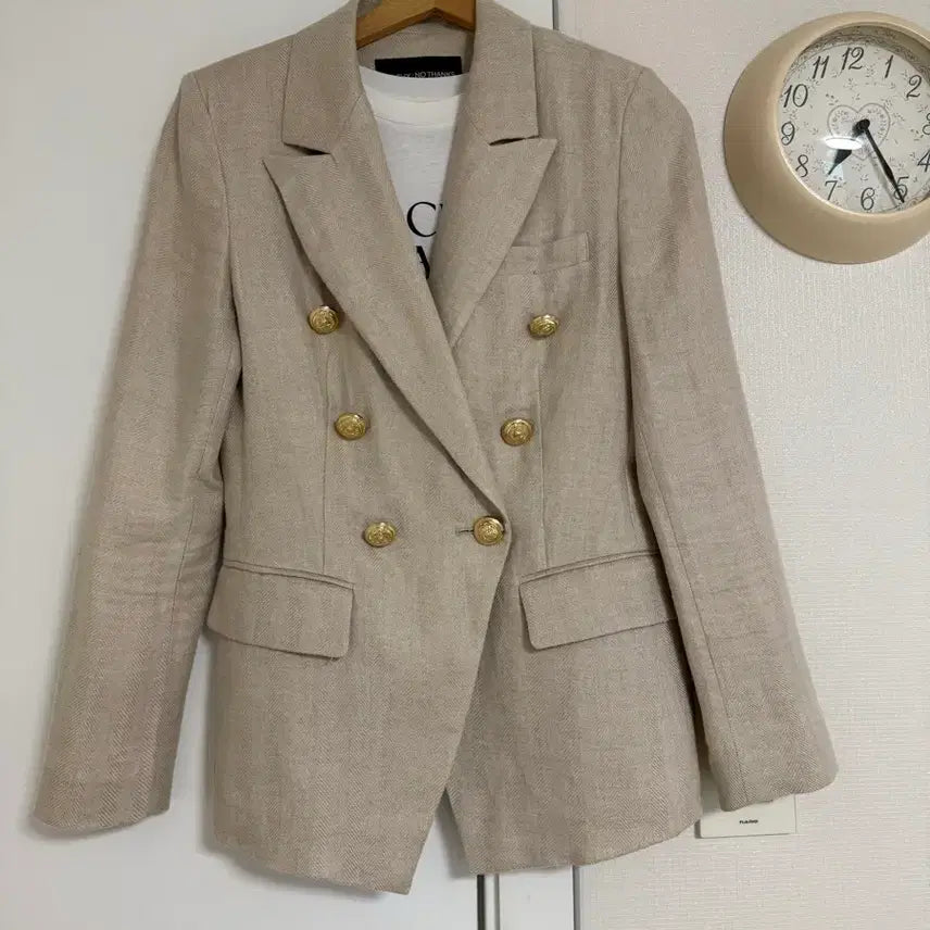 [SOLD OUT] 베이지색 금장 더블버튼 자켓.55.린넨