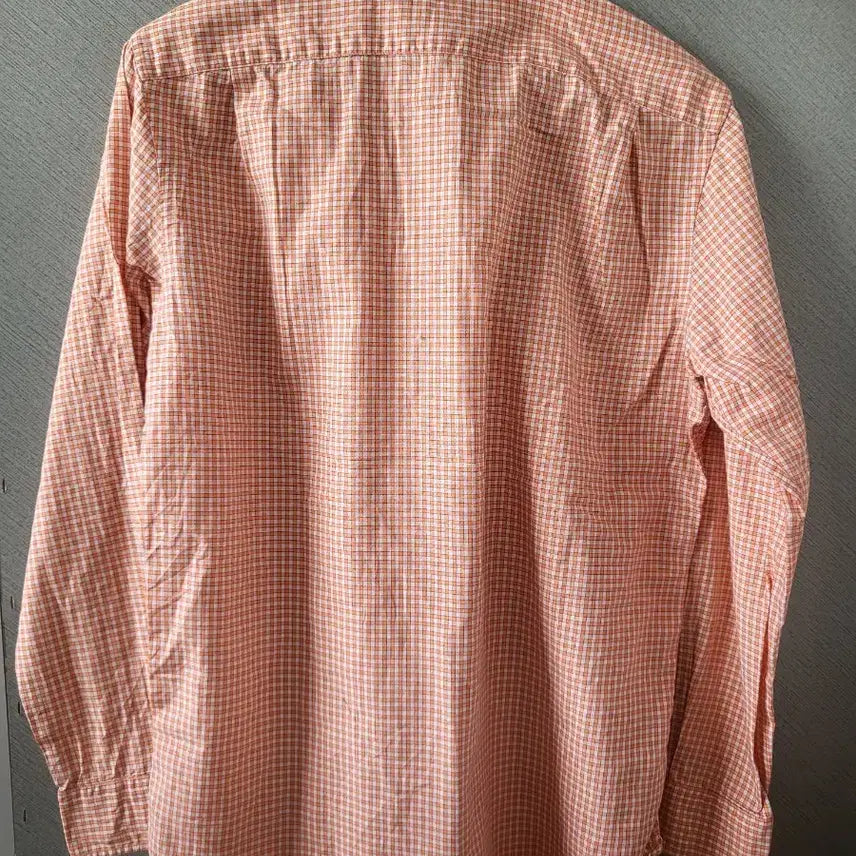 [BUNJANG] Hazzys Orange Check Long Sleeve Shirt / 헤지스오렌지 체크 긴팔 셔츠100