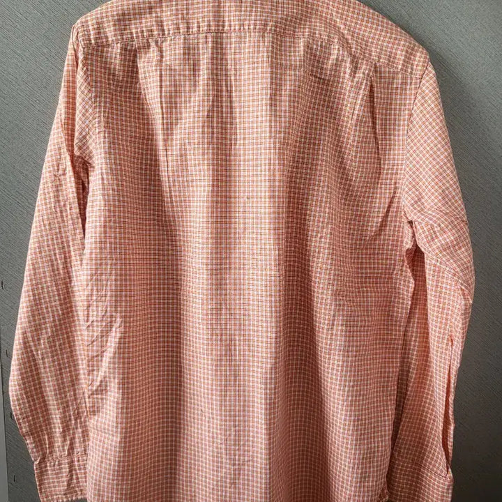 [BUNJANG] Hazzys Orange Check Long Sleeve Shirt / 헤지스오렌지 체크 긴팔 셔츠100