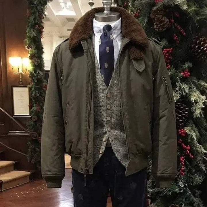 [BUNJANG] Polo Ralph Lauren B-15 Lambskin Shearling Waxed Down Flight Bomber Jacket / 폴로 랄프로렌 b-15 램스킨 시어링 왁스드 다운 플라이트 봄버자켓