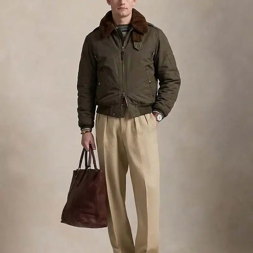 [BUNJANG] Polo Ralph Lauren B-15 Lambskin Shearling Waxed Down Flight Bomber Jacket / 폴로 랄프로렌 b-15 램스킨 시어링 왁스드 다운 플라이트 봄버자켓