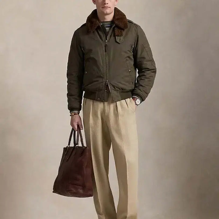 [BUNJANG] Polo Ralph Lauren B-15 Lambskin Shearling Waxed Down Flight Bomber Jacket / 폴로 랄프로렌 b-15 램스킨 시어링 왁스드 다운 플라이트 봄버자켓