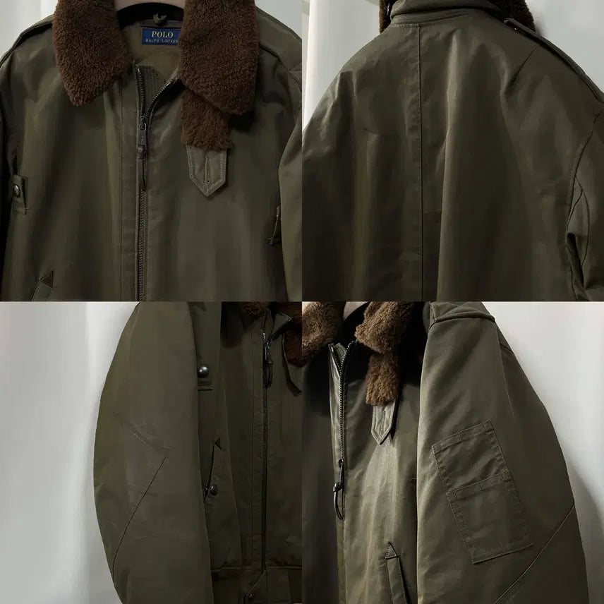 [BUNJANG] Polo Ralph Lauren B-15 Lambskin Shearling Waxed Down Flight Bomber Jacket / 폴로 랄프로렌 b-15 램스킨 시어링 왁스드 다운 플라이트 봄버자켓