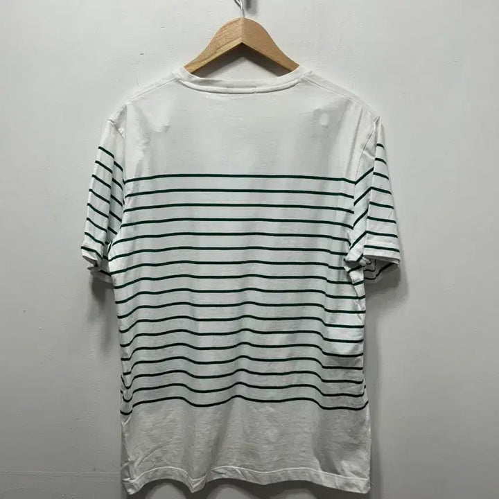 [BUNJANG] Hazzys White/Green Striped Short Sleeve T-shirt / 헤지스 흰색/녹색 스트라이프 반팔 티셔츠 110