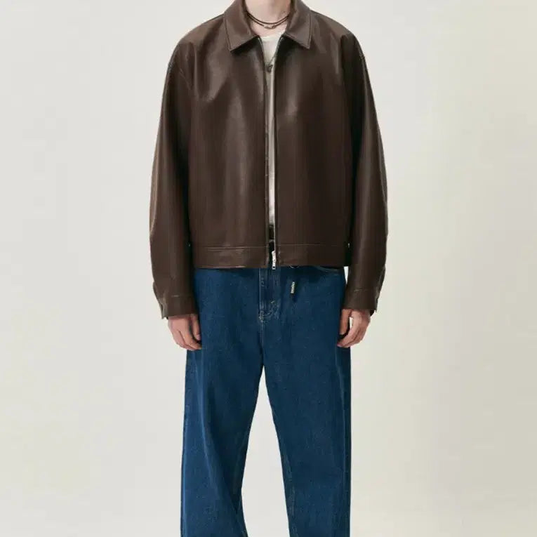 [BUNJANG] Dope Jason Vegan Leather Single Jacket (XL) Brown / 도프제이슨 비건레더 싱글 자켓 (XL) 브라운