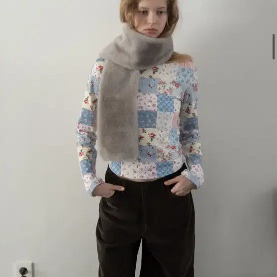 [BUNJANG] Smoothmood Patchwork Flower Long Sleeve T-shirt / 스무스무드 패치워크 플라워 긴팔 티셔츠