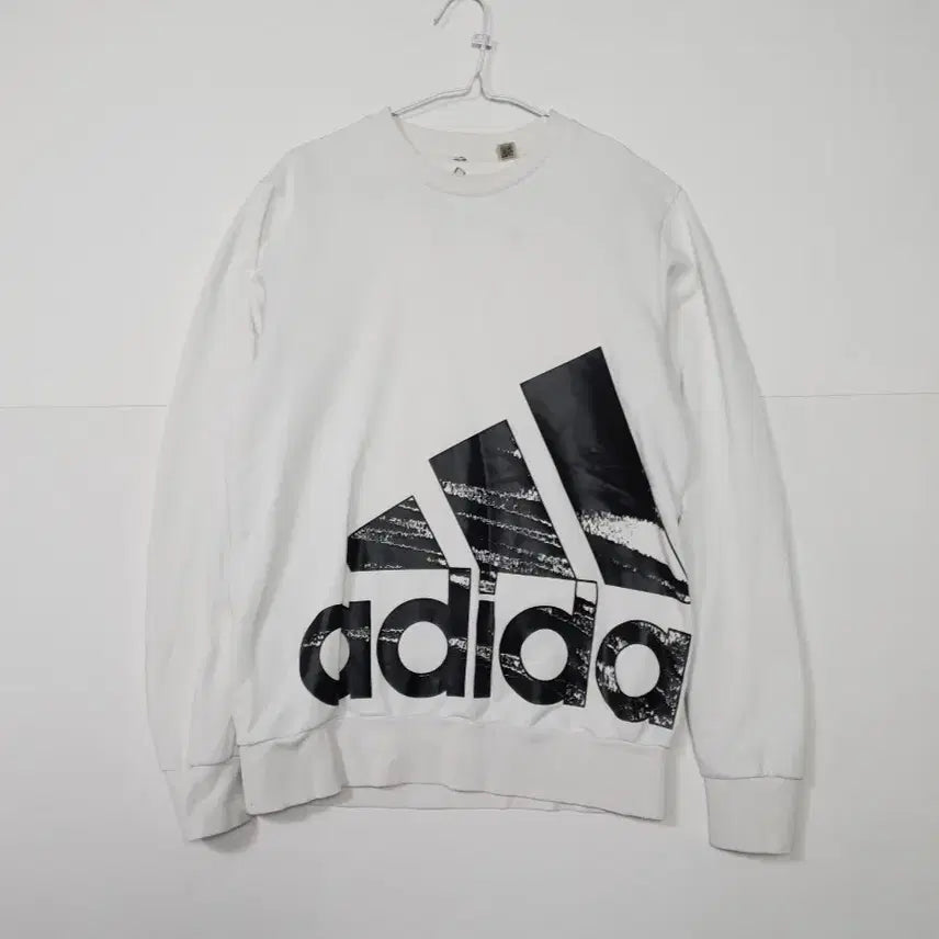 [BUNJANG] Adidas White Big Logo Sweatshirt / 아디다스 흰색 빅로고 맨투맨 티셔츠ㅡ0136