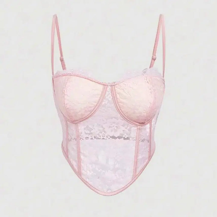 [BUNJANG] Pink Camisole Bralette Bustier / [새상품] 핑크 나시 브라탑 뷔스티에