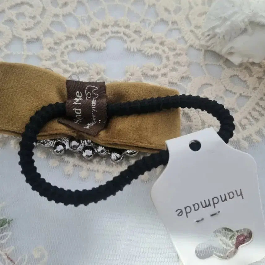 [BUNJANG] Cubic Embellished Velvet Hair Tie / 큐빅 벨벳 머리끈(새상품)