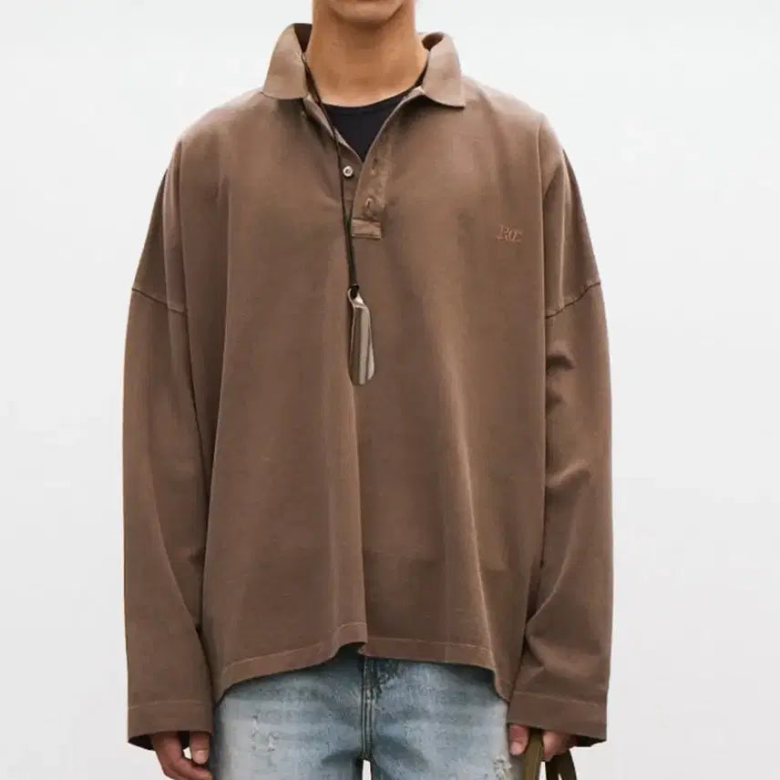 [BUNJANG] RECTO Oversized Garment Cotton Pique Polo Shirt Khaki Brown / 렉토 25SS 오버사이즈 가먼트 코튼 피케 카라 티셔츠 카키 브라운