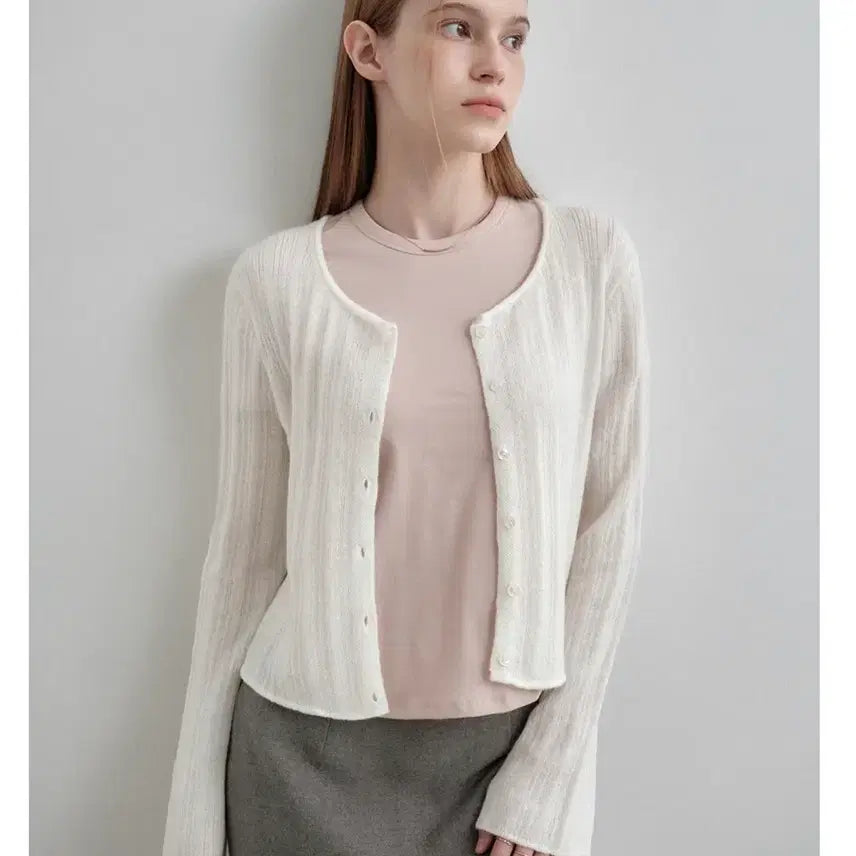 [BUNJANG] Mongdol Alpaca Ivory Cardigan / 몽돌 알파카 아이보리 가디건