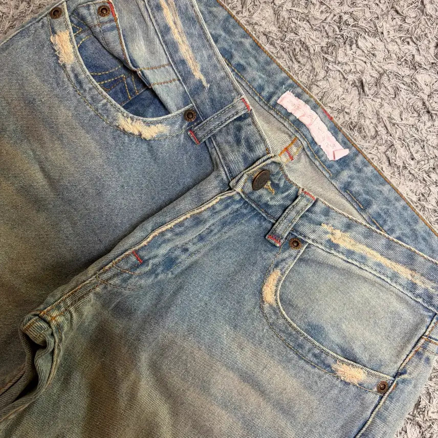 [BUNJANG] Bootcut Denim Pants / 데미지 워싱 부츠컷 데님 팬츠