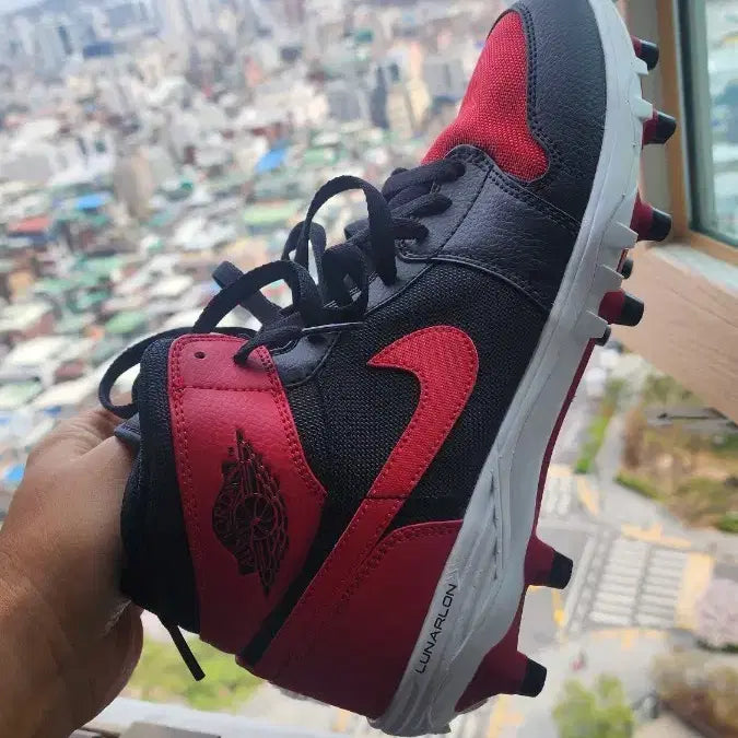 [BUNJANG] Jordan 1 Retro MCS High Top Baseball Cleats Black/Red / 조던 1 하이 블랙/레드 징 스파이크화 Jordan 1 Retro MCS