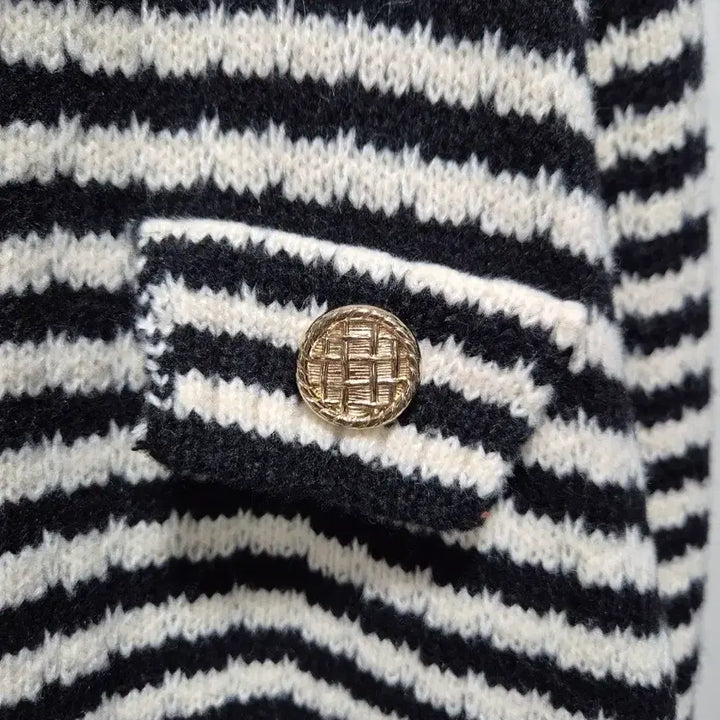 [BUNJANG] Vtg Striped Gold Button Cardigan / (세일)(새상품)vtg 스트라이프 금장 버튼 가디건