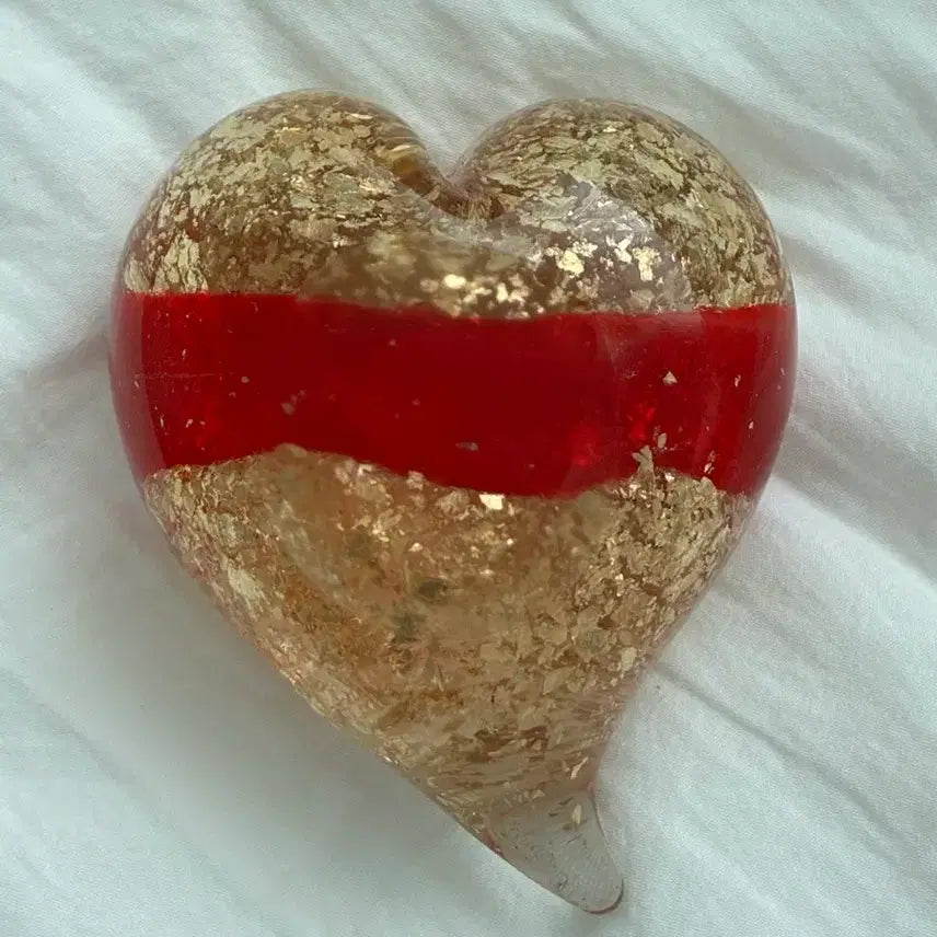 [BUNJANG] Vintage Heart Glass Paperweight / 빈티지 하트 유리 오브제 / 페이퍼웨이트 / 감성 소품