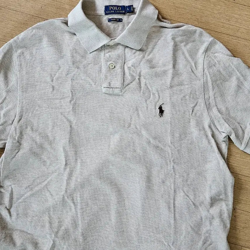 [BUNJANG] Polo Ralph Lauren Oatmeal Custom Fit Polo Shirt / 폴로 랄프로렌 반팔 카라티 L 오트밀 커스텀핏